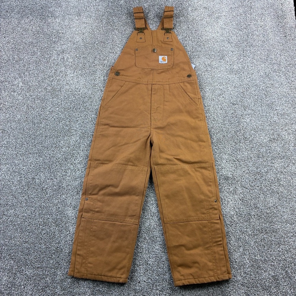NEW Carhartt Double Knee Bib Overalls Kids 6 Brown Cotton Duck Canvas Workwear